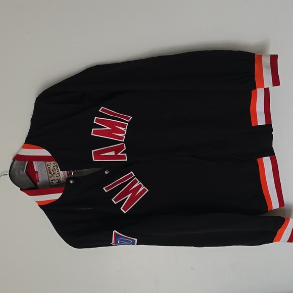 Men's Black Miami Heat  Authentic Full-Snap Warmup Jacket - Picture 5 of 9